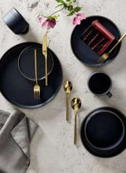 20-Piece Rush Brushed Gold Flatware Set 9 20-Piece Rush Brushed Gold Flatware Set -Cb2 pitchplacesetting20pcrushgoldJL17